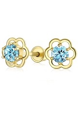 lovely mini flower cz December birthstone baby earrings